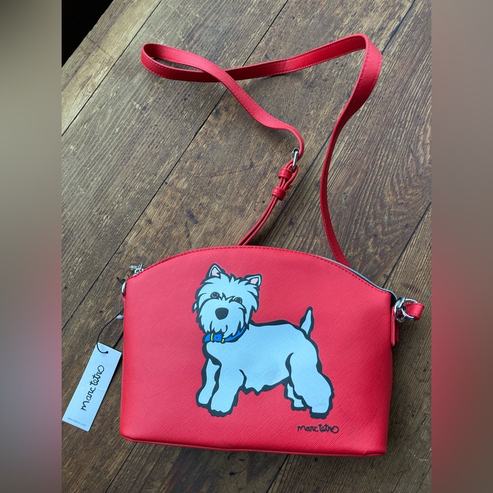 Marc Tetro Westie Dog Cross Body Bag purse Red artsy fun unique